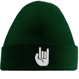 Hippowarehouse Metal Hand Embroidered Beanie Hat Bottle Green