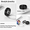 Bestyle Men's Rotating Anxiety Ring Spinner Hip Pop Ring Stainless