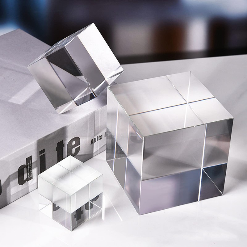 Multicoloured Cube Prism Glasses, Transparent Cube Optical Glass Cube Prism,