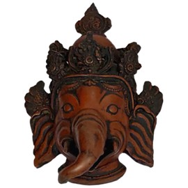 Purpledip resina Idol Krodhit Ganesha: Dakshin Murti Angry Ganapathi para colgar en la pared acabado de piedra máscara (11800)