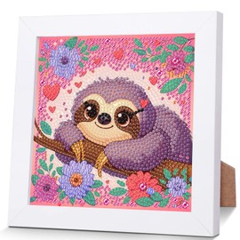 Sloth Diamond Art Painting Kits for Kids with Frame,Animal Diamond Art for Kids Ages 4-8-12,Easy Kids Gem Art Kit with Beautiful Package for Gift Home Wall Decor(7x7inch)