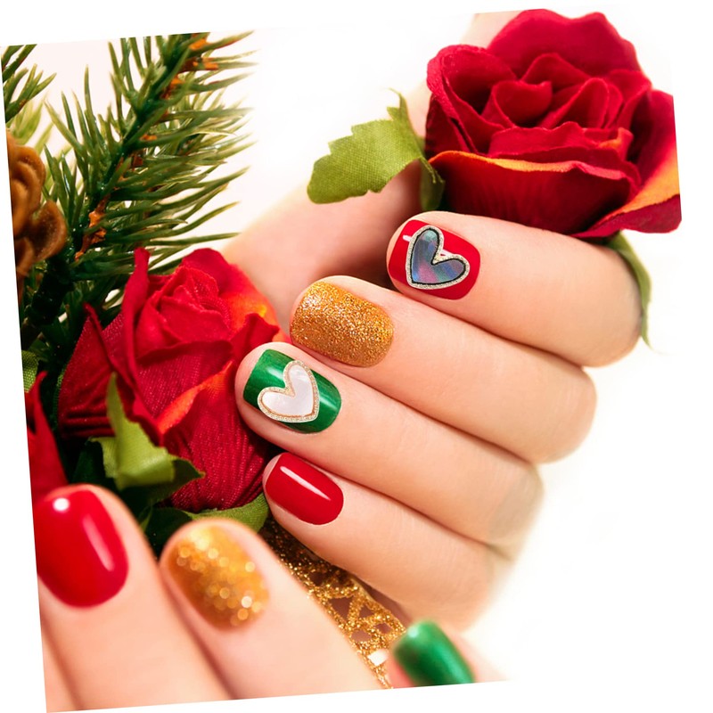 Baluue 30pcs Love Nail Stickers Heart Shaped Nail Gems DIY