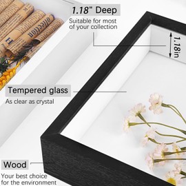Shadow Box Frame Display Case, 3D Picture Frame, Display Case Box for Memorabilia, Baby Items, Wedding Memories, Crafts, Tickets and Photos (8×10 Black)