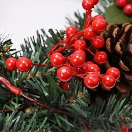 Cymax 20 Pack Red Berry Stems,23cm Christma Red Berries Branches for Christmas Tree, Artificial Xmas Berry Picks for Christmas Tree Ornaments Crafts Holiday Home Decor