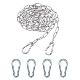Editbar Stainless Steel Chain with Carabiner Steel Chain, 3 m Diameter 3 mm Round Steel Chain, Chain Links Stainless Steel Chains, Metal Chains for Hanging, Suitable for Dog Leads, Hanging Chairs and