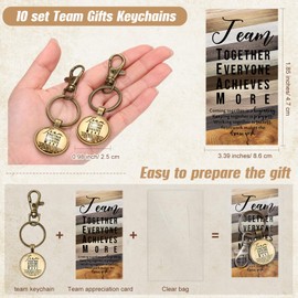 Landical 10 Sets Team Keychains Christmas Employee Appreciation Keychain Team Thank You Gifts Bulk for Coworker with Motivational Cards Team Gifts Team Building Gifts for Staff Recognition Gifts