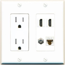 Wallplate City 1 Port CAT6 COAX 2 HD Wall Plate-Tamper-R