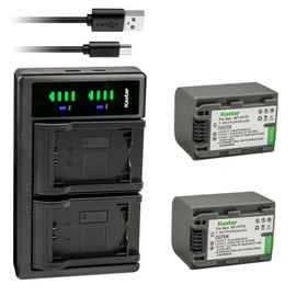 Kastar 2-Pack Battery NP-FP70/FP71 and LTD2 USB Charger Compatible with Sony DCR-HC21 DCR-HC22 DCR-HC23 DCR-HC24 DCR-HC26 DCR-HC28 DCR-HC30 DCR-HC32 DCR-HC33 Camera, NP-FP51 NP-FP71 NP-FP91 Battery