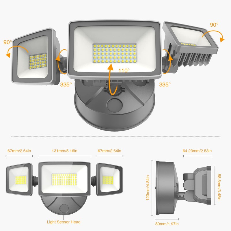 Onforu 60W LED Security Light, 6000LM Brightness Outdoor Flood Light