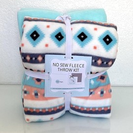 Tribal Stripes Pastel Anti-Pill Premium No-Sew Throw Fleece Fabric Kit (72x60)