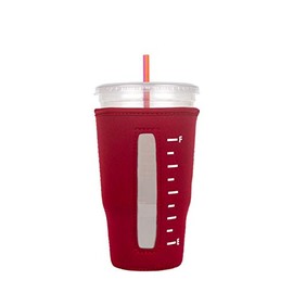 Reusable Insulator Neoprene Cup Sleeve for Iced Beverages and Coffee (Red, Large)