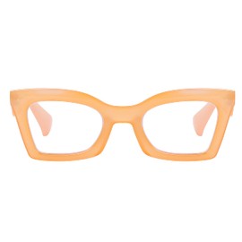 AQWANO Stylish Design Reading Glasses Women Blue Light Blocking Computer Readers Oversized Square Eyeglasses with Spring hinge, Orange 2.5