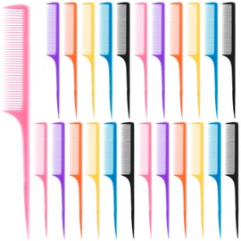 Yaomiao 24 Pcs Rat Tail Combs for Woman Parting Combs for Braiding Hair Bulk Colored Teasing Pin Tailcombs Styling Tailcombs with Thin and Long Handle Men Hair Stylist Salon Supplies, 6 Colors