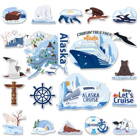 Alaska Cruise Door Decorations Magnetic - Wxiben 20PCS Alaskan Themed Cruise Door Magnets Arctic Animals Cruise Ship Door Decorations Magnet Stickers Decals for Carnival Stateroom Cabin Party Decor