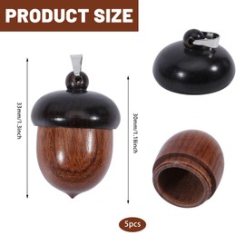 CHGCRAFT 5pcs Wooden Acorn Nut Box Pendant Decoration Charm with Stainless Steel Snap on Bails for DIY Keychain Necklace Crafting Jewelry Making, Camel, 1.3inch
