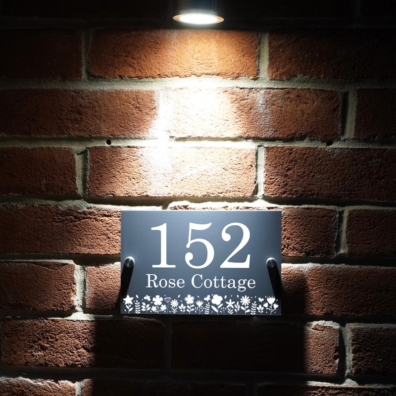 Badgemaster Modern Anthracite House Number Sign Plaque Stainless Steel Standoffs