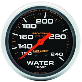 AUTO METER 5432 Water Temp 120-240ºF Liquid Filled 2 5/8" Gauge, PRO-COMP