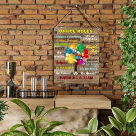 Inspirational Wall Art Office Decor Office Rules Work As A Team Wall Art Motivational Quotes Wall Decor for Bedroom Bathroom Office Decorations Framed Ready to Hang 10x8 Inch.