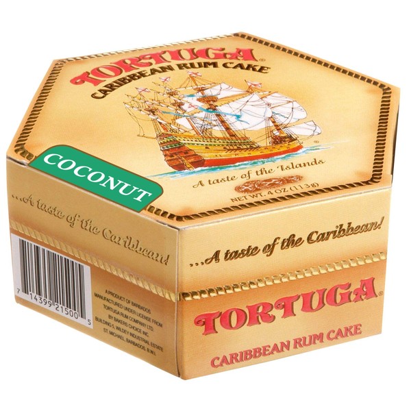 TORTUGA Caribbean Coconut Rum Cake - 4 oz Rum Cake - The Perfect Premium Gourmet Gift for Gift Baskets, Parties, Holidays, and Birthdays