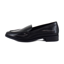 Comfortable Women's Tailored Loafer in Black Burnished Faux Leather Faux Leather