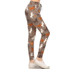 JGAX-R915-3X Horse Trot Print Jogger Track Pants w/Pockets, 3X