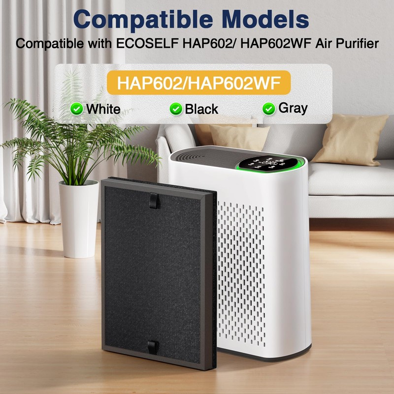 HAP602 Replacement Filters for ECOSELF HAP602/ HAP602WF Air Purifier, 3-IN-1