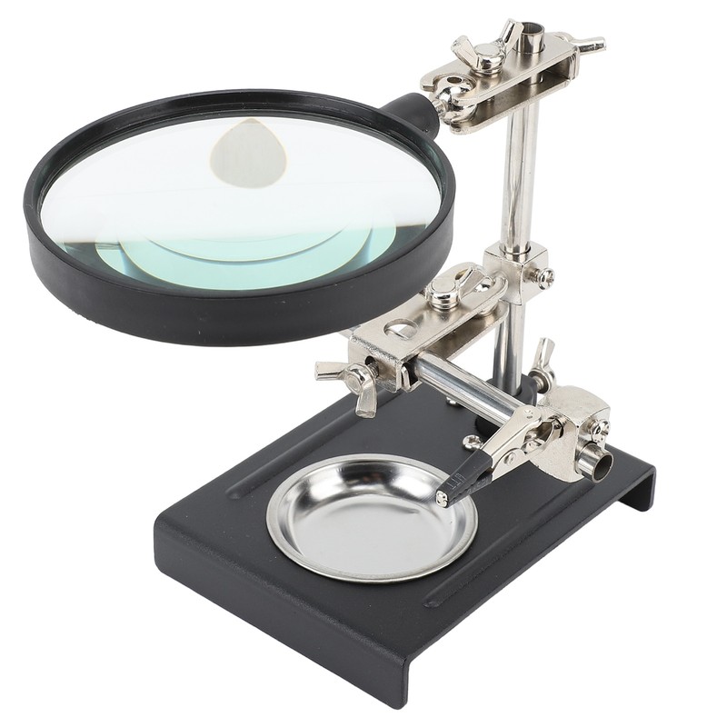 6X Magnifier with Auxiliary Clip Magnifying Glass Holder Third Hand