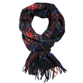 Rotfuchs Cashmere scarf Winter scarf Men scarf Warm & Soft Check multicolour Made in Germany (180 x 31 cm, black)