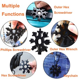 ZOEKIM 18-in-1 Snowflake Multitool, Stainless Steel Snowflakes Multitool Keychain, Combination Bottle Opener Incredible Tool