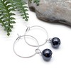 Hematite Bead Hoops, 8mm Grey Stone Beads Nickel Free Hoops,