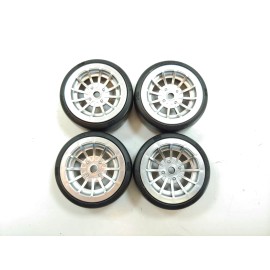 Team Associated NEW 4x Team Associated DC10 Drift Car Factory Plastic Slick Tires & Wheels 12mm