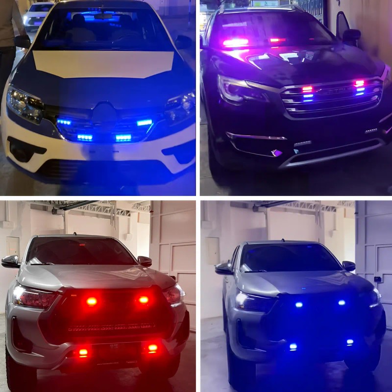 Par Barra Lateral Faro Led Estrobo Patrulla Auto Moto