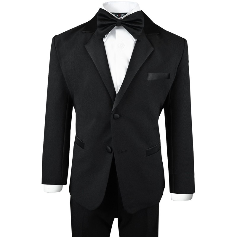 Black n Bianco Conjunto moderno de esmoquin para niño, Negro,
