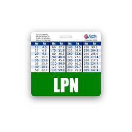 LPN Badge Buddy Horizontal w/Height & Weight Conversion Charts (Green)