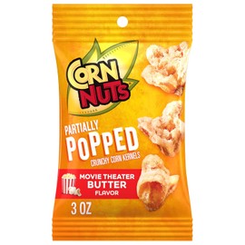 CORN NUTS Partially Popped Movie Theater Butter, 3 oz Bags, 12 Pack