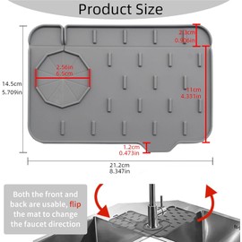 2-Pack Bytelive Silicone Sink Mat, Mini Sink Splash Guard and Soap Sponge Holder for Kitchen Countertop Protect with Self Draining Design (8.3" x 5.7", 2-Pack Gray)