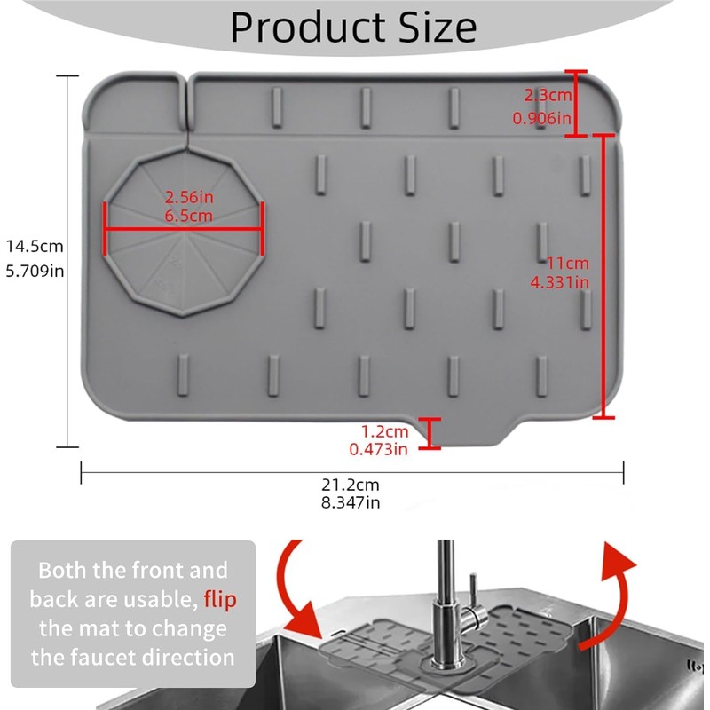 2-Pack Bytelive Silicone Sink Mat, Mini Sink Splash Guard and