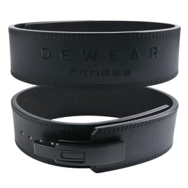 Genuine Leather Weight Lifting Belt with Lever Buckle, 10mm Thick 4" Leather Lumbar Back Support, Gym Belts Ideal for Training, Weightlifting, Bodybuilding, Squats and Deadlifts (Black, XL (44"-49"))