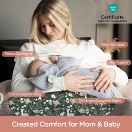Little Grape Land Nursing Pillow for Infants, Breastfeeding Pillows, Baby Support Pillow for Nursing, Bottle Feeding, Tummy Time with Machine Washable Cover & Breathable Filling (Forest Deer)