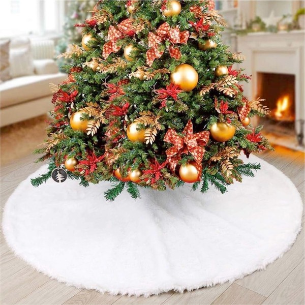TK Gruppe Timo Klingler Tree Blanket, Underlay, Skirt Christmas Tree Cover, Diameter 80 cm White