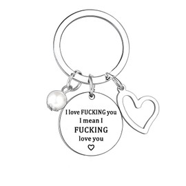 MADHAHEFU Couple Gifts Husband Keychain to My Love Gifts for Her Him BBF Best Friends Birthday Keyring (I Mean I Love You)