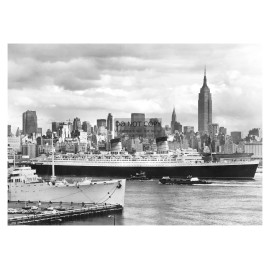 RMS QUEEN ELIZABETH WHITE STAR CRUISESHIP ON HER LAST VOYAGE NEW YORK 5X7 PHOTO