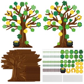 30 Set St. Patricks Day Craft Kit,Green Shamrock Clover Gold Coin DIY Tree St. Patrick's Art Craft Ornaments Making Crafts for Toddler Classroom Activities Irish Party Favor Supplies
