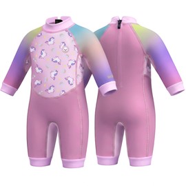 Heccei Baby Wetsuit, Warm Neoprene Thermal Wet Suits, UPF 50+ One Piece Toddler Wetsuit for Boys Girls Beach & Water Play