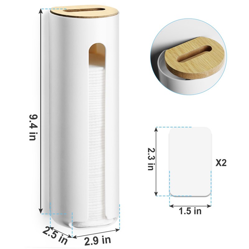 IWNTWY Cotton Pad Holder, Wall Mounted Cotton Rounds Holder Dispenser