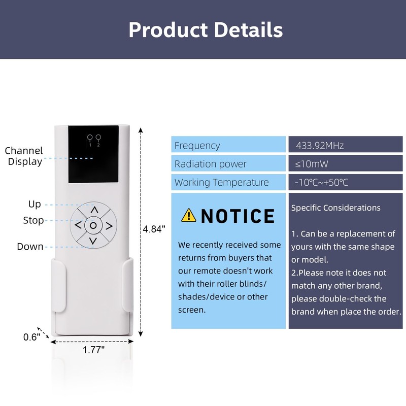 AC114-02-Wireless Control, 2 Channel Blinds Controller for Motorized Roller Shades