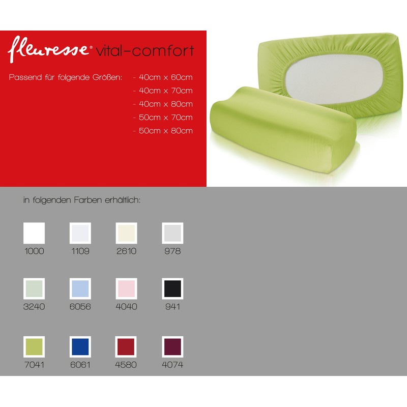 Fleuresse Vital-Comfort Jersey neck support pillow cover, white