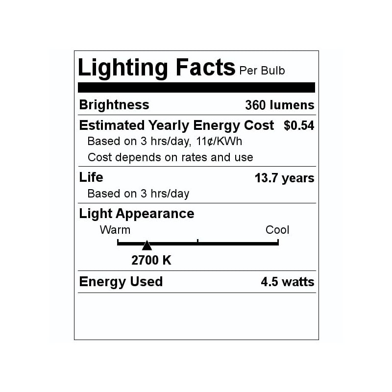 4.5W LED A19 2700K FILAMENT HALF MIRROR E26 120V FULLY