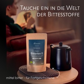 BIO Bittertee mit Löwenzahn, Wermut, Mariendistel und weiteren leckeren Bitterkräutern - Bitterstoff Kräutertee 100g Intensität: Mittel