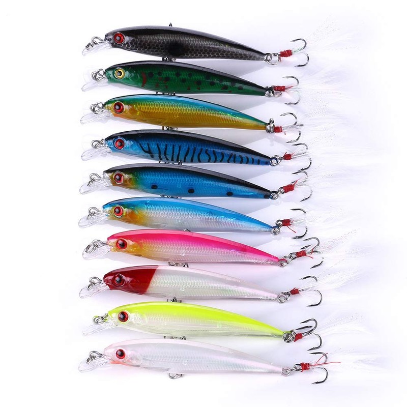VOANZO 10PCS Laser Simulation Bait 3D Artificial Minnow Fishing Lures